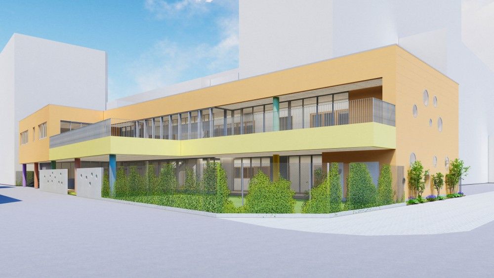 新築の園舎　外観1(オレンジ系)